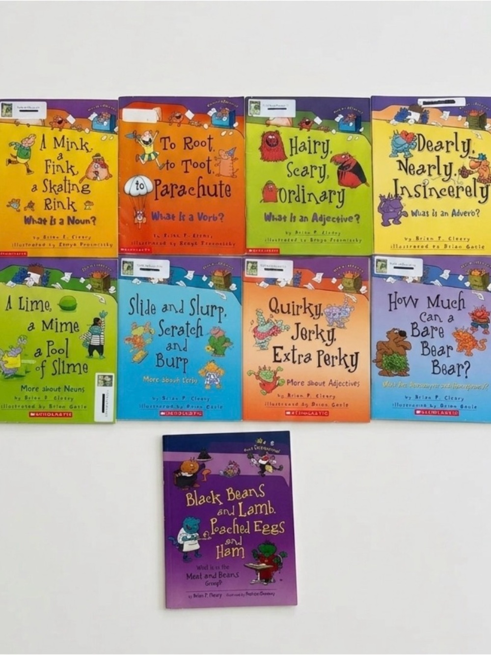 9 Scholastic Kids Parts of Speech Vocabulary Book Set by Brian P Cleary
